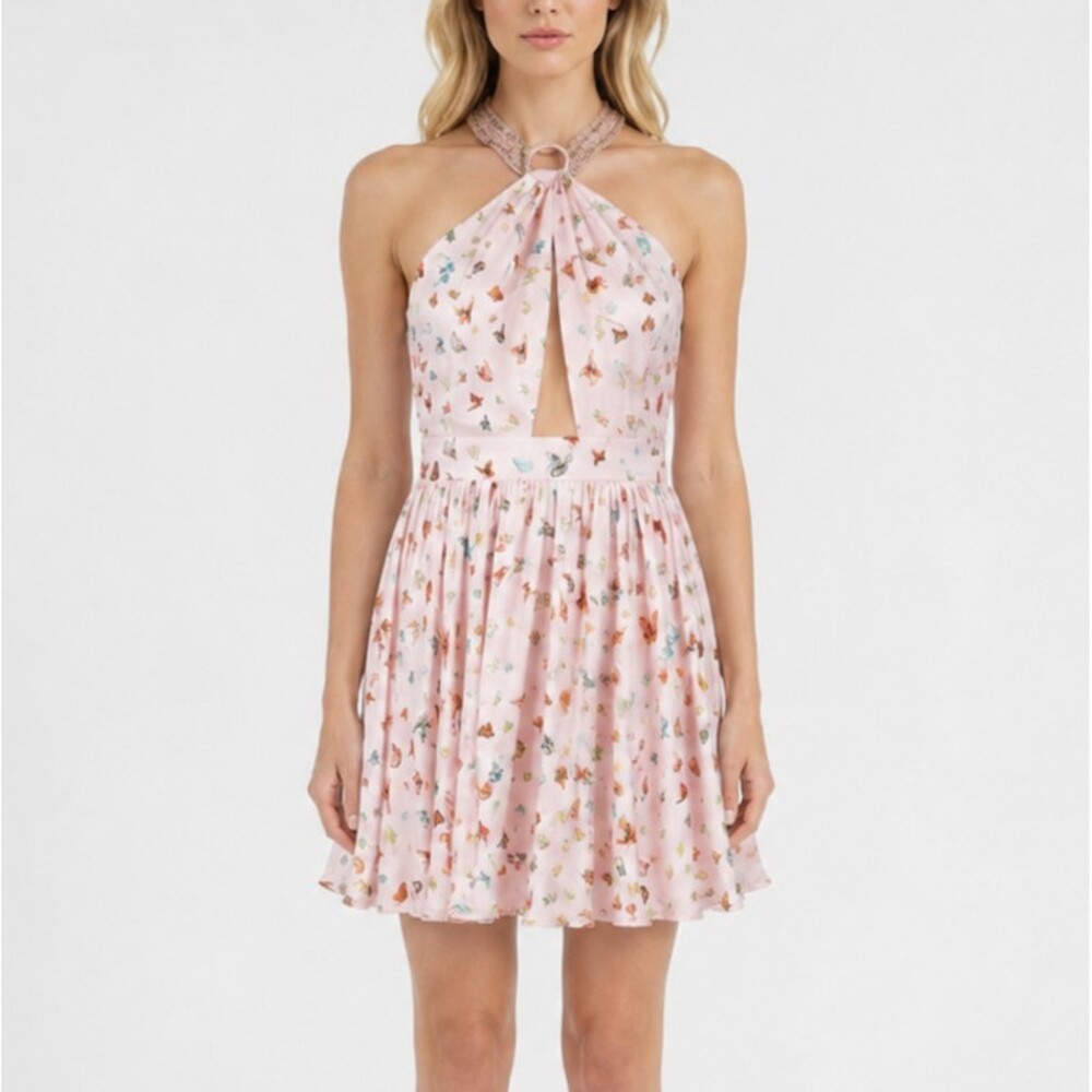 My Beachy Side x Emily in Paris Butterfly Halter Mini Dress Pink NWT - Medium